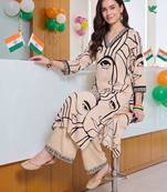 women printed regular kurta with palazzos