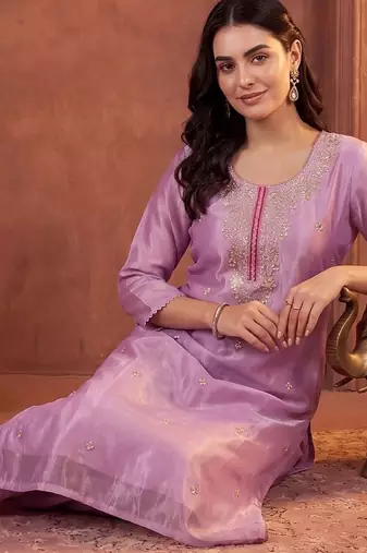 women ethnic motifs embroidered regular thread work kurta with trousers & with dupatta