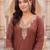 women ethnic motifs embroidered regular kurta with trousers
