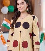 women printed regular cotton kurta with trousers