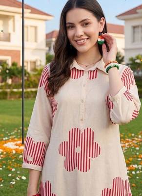 women floral printed regular cotton kurta with trousers 2