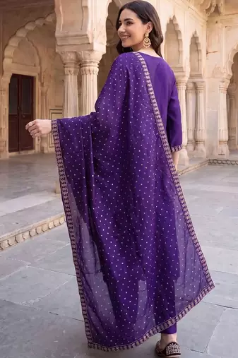 women ethnic motifs regular kurta with trousers & with dupatta