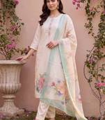 women floral embroidered regular thread work kurta with trousers & with dupatta