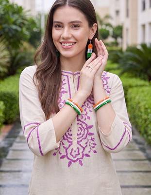women ethnic motifs embroidered regular thread work kurta with palazzos 3