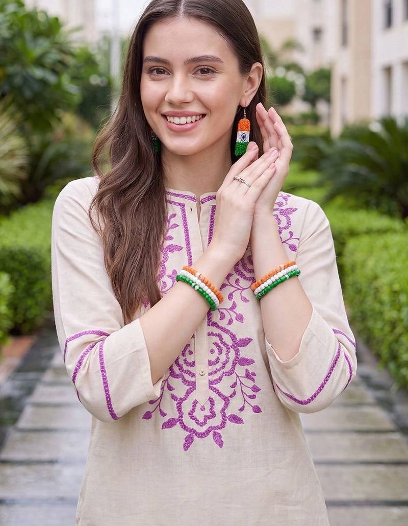 women ethnic motifs embroidered regular thread work kurta with palazzos