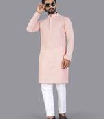 Peach rayon chikankari lucknowi schifli work kurta pajama