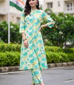 women floral printed regular kurta with trousers