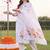 women floral printed regular linen kurta with trousers & with dupatta