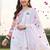 women floral printed regular linen kurta with trousers & with dupatta