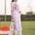 women floral printed regular linen kurta with trousers & with dupatta
