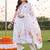 women floral printed regular linen kurta with trousers & with dupatta