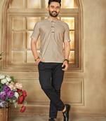 Beige cotton plain shirt