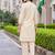 women floral embroidered regular thread work cotton kurta with trousers