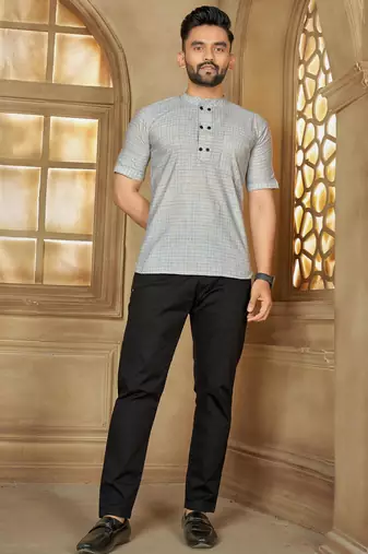 Grey cotton plain shirt