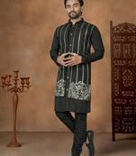 Black premium silk embroidered kurta pajama