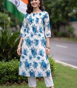 women floral printed regular cotton kurta with trousers