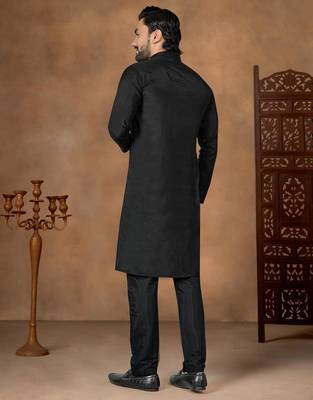 Black premium silk embroidered kurta pajama 2