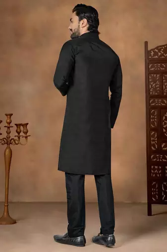 Black premium silk embroidered kurta pajama