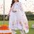 women floral printed regular linen kurta with trousers & with dupatta