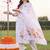 women floral printed regular linen kurta with trousers & with dupatta