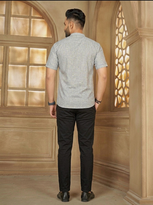 Grey cotton plain shirt 3