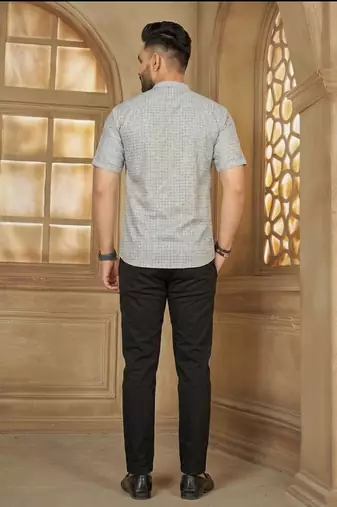 Grey cotton plain shirt
