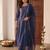 women ethnic motifs embroidered regular thread work kurta with trousers & with dupatta