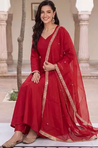women regular liva kurta with trousers & with dupatta