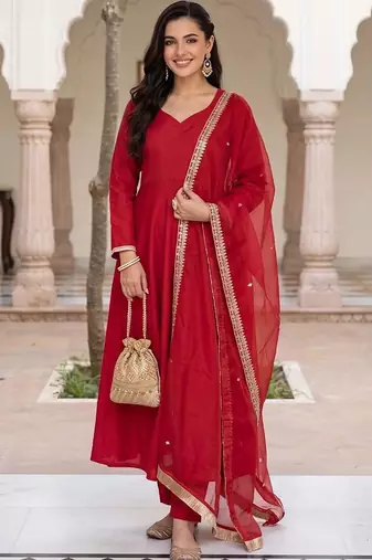 women regular liva kurta with trousers & with dupatta