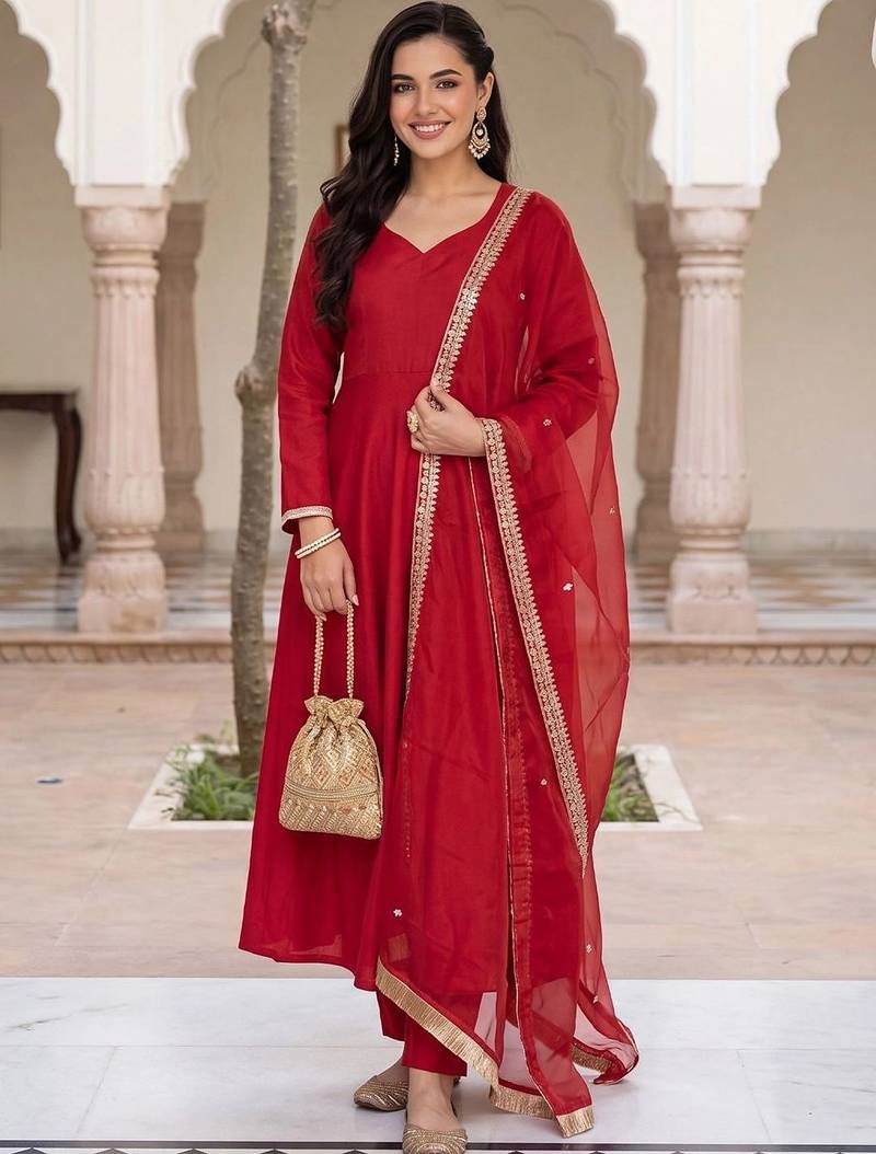 women regular liva kurta with trousers & with dupatta