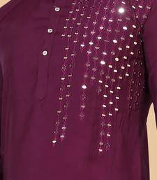 Wine silk mirror work kurta pajama