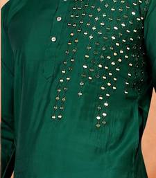 Green silk mirror work kurta pajama
