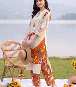 women ethnic motifs printed regular cotton kurta with trousers