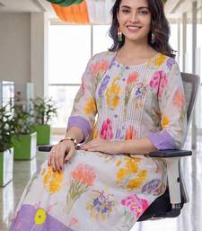 women floral printed empire cotton kurta with trousers