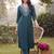 women ethnic motifs embroidered regular thread work kurta with trousers