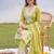 women ethnic motifs embroidered regular thread work cotton kurta with trousers & with dupatta