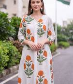 women floral printed regular cotton kurta with trousers