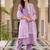 women regular thread work kurta with trousers & with dupatta