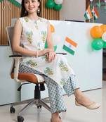 women floral printed regular cotton kurta with palazzos