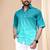 Turquoise blue soft cotton plain shirt