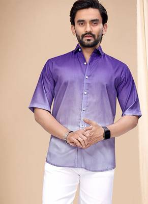 Purple soft cotton plain shirt 2