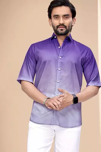 Purple soft cotton plain shirt