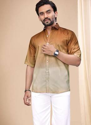 Brown soft cotton plain shirt 2