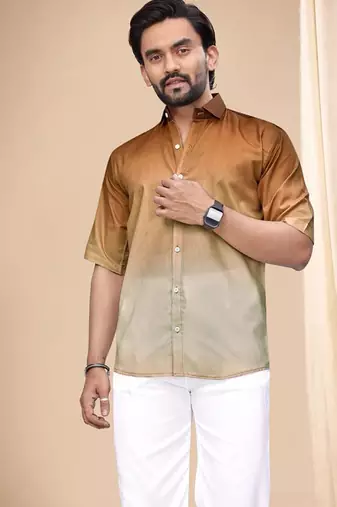 Brown soft cotton plain shirt