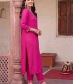 women ethnic motifs embroidered regular thread work kurta with trousers