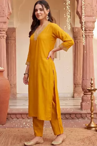 women ethnic motifs embroidered regular sequinned kurta with trousers & with dupatta