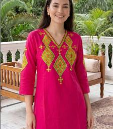 women ethnic motifs embroidered regular thread work cotton kurta with trousers
