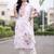women floral printed regular linen kurta with trousers & with dupatta