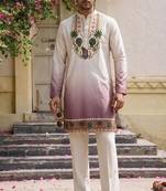 Lavender cotton diamond work kurta pajama