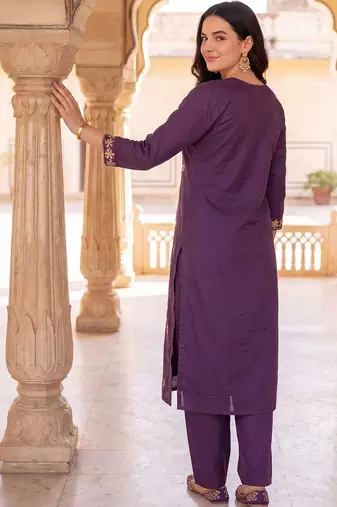 women ethnic motifs embroidered regular mirror work kurta with trousers & with dupatta